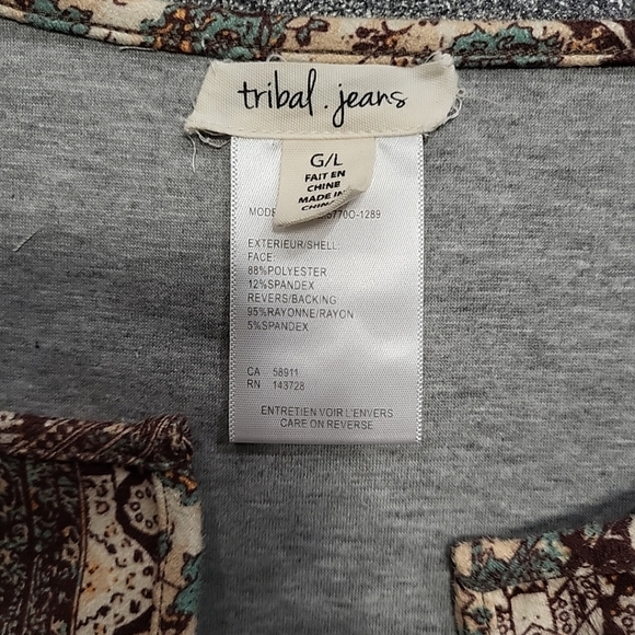 Tribal Jeans Women's Jacket Size L Front Hook & Loop Closure - Picture 6 of 10